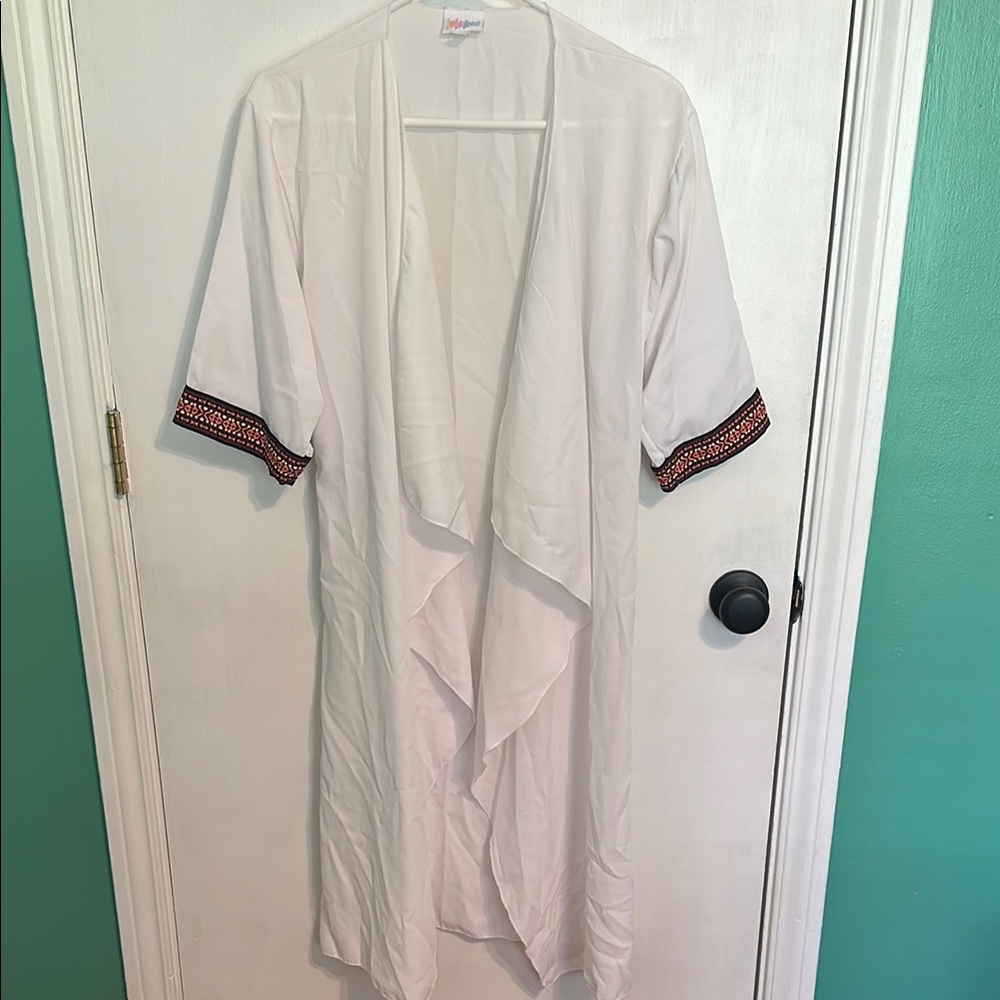 LuLaRoe‎ White Kimono Cardigan swim coverup